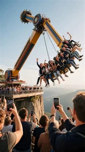 🙈Scared!Cliff ride disaster - the riders hardly fell off the pendulum!#shorts #accident #pendulum