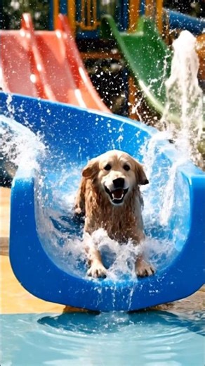 Animals Having Fun at Waterpark 😱 | Cutest & Funniest Water Slides Ever! 🐶🐼🐘 #Shorts