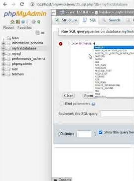 Delete database in MySQL.