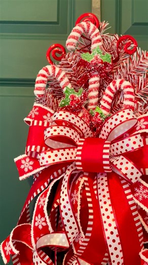 Fun Festive Ready to dress up your Christmas Tree #wreathdecorbysusan#christmastreetopper Wreath Decor By Susan | Wreath Decor By Susan