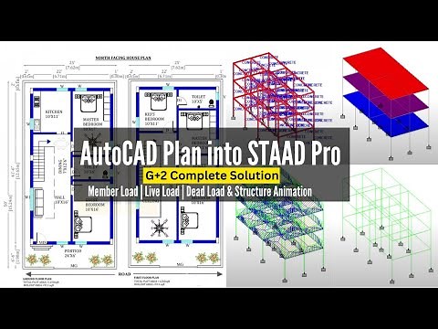 G+2 AutoCAD House Plan into STAAD PRO | Complete Analysis & Report