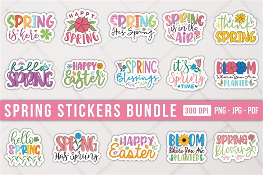 Spring Stickers PNG Bundle: Printable Spring Floral Digital Sticker for Planner, Scrapbooking, Decals - Etsy
