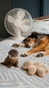 Dog Becomes the Gentle Guardian of a Baby Otter Family | Cat House