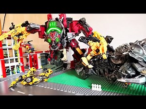 Optimus Prime, Bumblebee and Grimlock vs Devastator stop motion (Part 2)