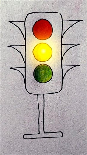 Traffic Light🚦 drawing and color #shorts#animation #cartoon #easydrawing