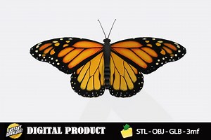 Monarch Butterfly 3D Model for Printing, Realistic Insect STL File Download, Ready to Print Obj Glb 3mf Format for 3D Printer - Etsy