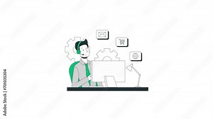 Animated Man Running Online Business Customer Service icon background animated, logo symbol, social media