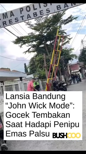 BUSHCOO on Instagram: "Insiden mencekam terjadi di kawasan Sukajadi, Bandung, Rabu (24/12/2025). Seorang pria yang diduga melakukan penipuan jual beli emas palsu nekat melepaskan tembakan menggunakan airsoft gun ke arah warga saat berusaha melarikan diri setelah membawa uang korban. Aksi berbahaya itu memicu kepanikan. Pelaku melepaskan beberapa tembakan untuk menghalau kejaran warga, hingga melukai seorang pria lanjut usia di bagian pipi dan menyebabkan pendarahan serius. Meski demikian, warga