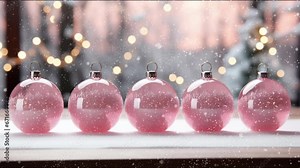 Realistic hanging glass christmas balls empty and with snow