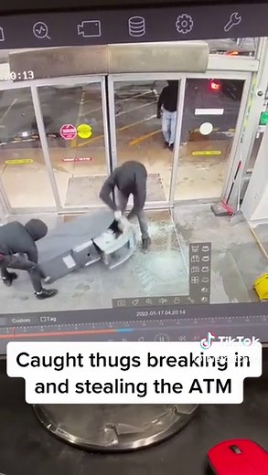 Caught thugs breaking in and stealing the ATM #fyp #viral #theifcatcher #thief #steal #caught #gasstation #theft #thieves #redhanded #atm #money #glass