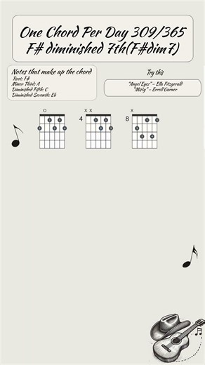 One chord per day 309/365: F# diminished 7th (F#dim7) #guitar #guitarlesson #guitartutorial #music