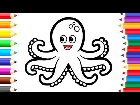 How To Draw Easy Octopus Drawing, Painting & Coloring For Kids and Toddlers_🖌 Coloring Page 1M