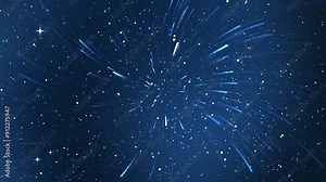 Space gradient background with star trails and light streaks against a deep blue sky. Perfect for sci-fi themes, cosmic designs, or futuristic projects. High-resolution and visually captivating motion