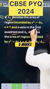 Q) If 𝐀_𝟏 denotes the area of region bounded by 𝐲^𝟐=𝟒𝐱, x = 1 and x-axis in the first quadran
