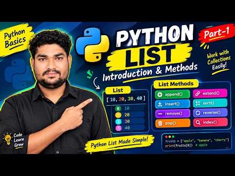Python List Introduction & Methods | Part 1 | class-9| Python Tutorial for Beginners | Pytechmawa