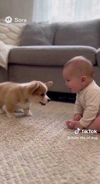 dog baby moments that melt your heart 💛🐶👶 Want to see more cute moments? 👇 @dailylifeofdogsandbaby #dogbaby #dogsandbaby #赤ちゃんと犬 #aivideo #cutebaby
