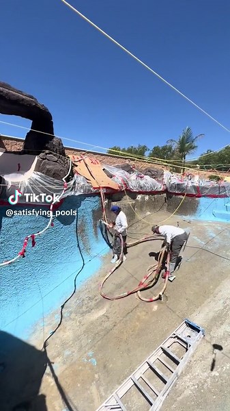 10x speed is next level , how awesome is this? #satisfying #pool #construction #epic #backyard #blue #plaster #foryou