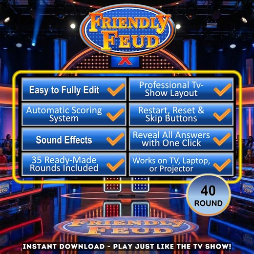 Christmas Friendly Feud Family Game, Editable Powerpoint Game Show With Auto Score, Party Games for Adults & Families - Etsy