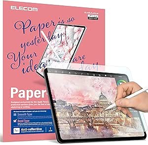 ELECOM Pencil-Feel Screen Protector Designed for Drawing, Anti-Glare Scratch-Resistant Bubble-Free, Compatible with 12.9" iPad Pro 2018/2020 (TB-A18LFLAPL-W)