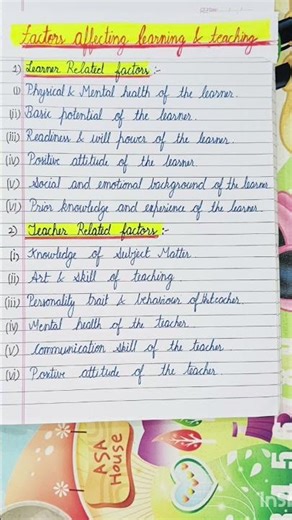 Factors Affecting Learning and Teaching for B.Ed. notes #education #psychology #pgt #tgt #pgt #viral