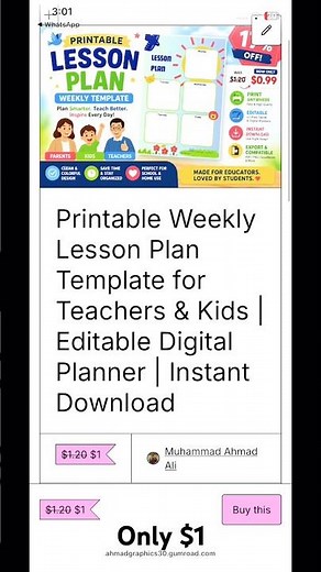 Printable Weekly Lesson Plan Template for Teachers & Kids | Instant download #foryou #children