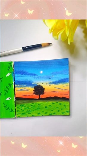 🌅 Sunset Landscape Painting | Easy Acrylic Scenery for Beginners #art #shorts #trend