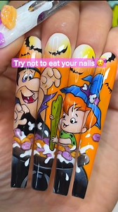 1M views · 10K reactions | WARNING ⚠️ Do not eat 北 Halloween Fruity Pebbles AQUA nails! Save this video for spooky nail art inspo  #nailart #gelnails #halloweennails #flintstones #fruitypebbles #naildesign #nailsnailsnails | Madison McCollough | Facebook