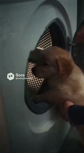 Puppy gets saved from evil washing machine #adorably #puppy #adoreble #cutepet