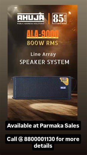 Parmaka Sales Dhanbad on Instagram: "Ahuja ALA-9000 Line Array 800 watt RMS power #soundcheck #ahuja #ahujaaudio #viralreels #viralshorts"