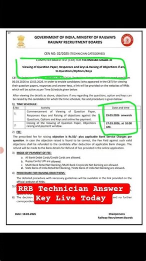 Rrb technician answer key 2026 | rrb technician answer key | technician answer key | rrb technician