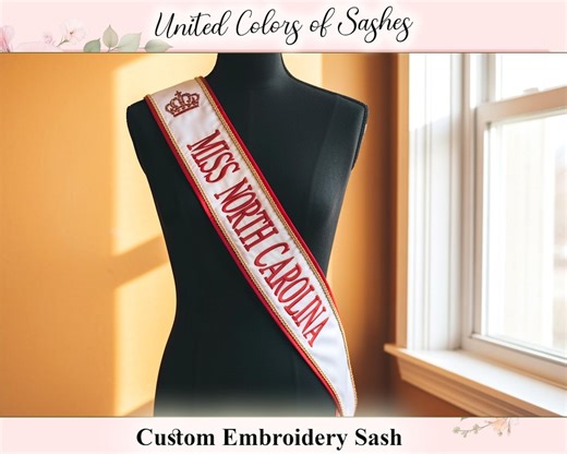 Embroidery Pageant Sash - Custom Embroidery Lace Sash - Personalized Sash - Custom Sash - Your Text Sash - Bridesmaid Sash- Prom Night Sash - Etsy