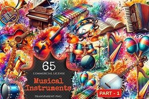 Musical Instruments PNG Clipart Collection - 65 PNG, Colorful Music Graphics, Instrument Printables, Commercial Use, Digital Download - Etsy