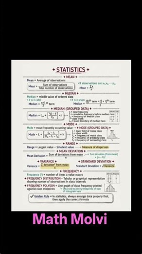 Statistics Formula, Means, Median, Mode Frequency distribution #maths #statistics #ptb #matric