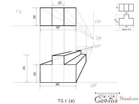 Engineering Drawing Tutorials/Perspective drawings with front and side view (T 3.1 a)