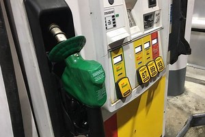 BP Gas Station Pump Colors (Green vs Yellow Pump at Station)