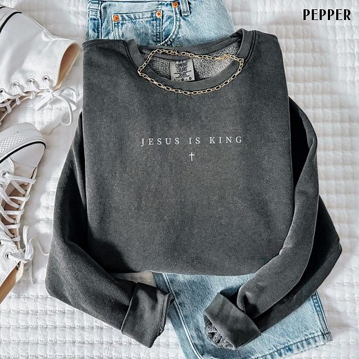 Jesus is King Christian Lightweight Sweatshirt Comfort Colors Christian Merch Jesus Shirt Minimalist Christian Gift Teen Christian Apparel - Etsy