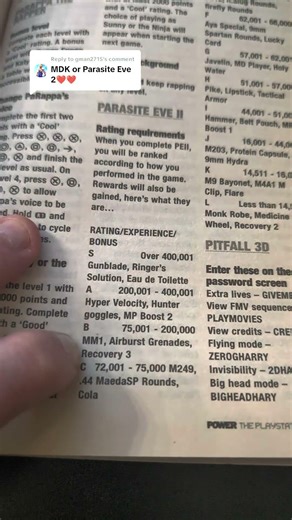 Parasite Eve II Cheats. Which game do you wanna see cheats for next? #playstation #ps1 #retrogaming