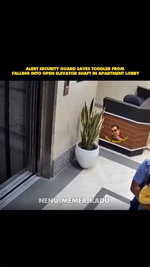 nenu_memer_kadu on Instagram: "A terrifying inc!dent caught on camera shows a toddler wandering danger0usly close to an open elevator shaft inside an apartment building. Just seconds before a potential tra@gedy, a vigilant security guard noticed the d@nger, sprinted across the lobby, and pulled the ch!ld to safety. The dramatic rescue has left viewers shaken and highlighted the importance of alert staff and child safety in residential complexes. #HeartPounding #ToddlerSafety #SecurityGuard #Elev