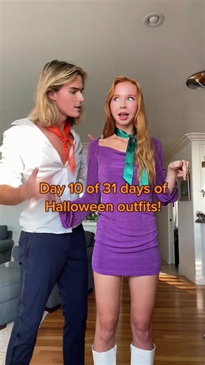 Day 10 of 31 days of Halloween outfits!! Daphne and Fred 💜@lukeeisnerofficialtiktok #fyp #foryou #couplegoals #halloween #couplecostumes