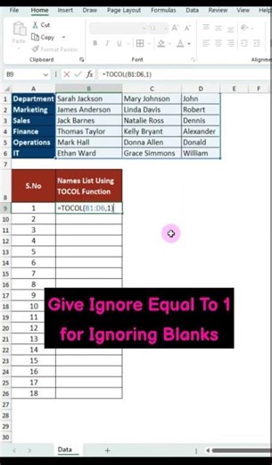 TOCOL Function in Excel