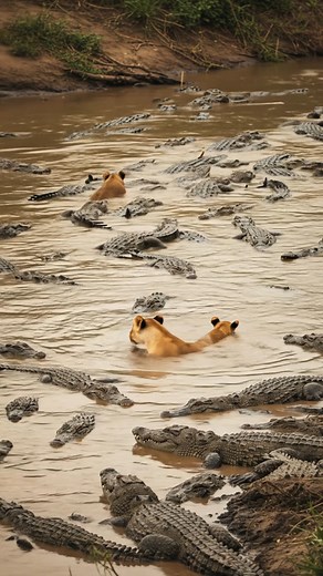 1.1M views · 5.7K reactions | Lion swimming crocodile river #wildlife #animals #wildanimals #documentary | AuraLab | Facebook