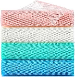 4 Pieces African Exfoliating Net, Long African Net Sponge, Nylon African Net Cloth, Exfoliating Washcloth, Body Scrubbers for Use in Shower, Back Scrubber Skin Smoothers for Bath (Multicolor 4)