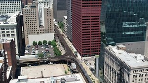 Chicago Train on the L - Aerial View