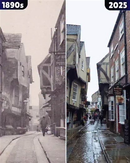 The Shambles of York is one of the most picturesque and best-preserved medieval streets in England. Dating back to the 14th century, this narrow, cobbled lane is lined with overhanging timber-framed buildings that once housed butcher shops — their meat hooks and shelves still visible today. The street’s name comes from the word “shamel,” meaning the benches where meat was displayed. Today, The Shambles is a vibrant destination filled with charming boutiques, sweet shops, cafés, and souvenir stor