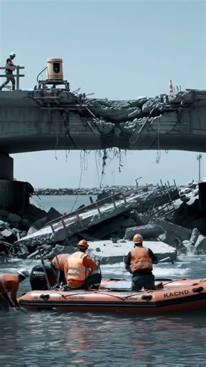 Controlled bridge demolition over water. #engineering