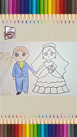 how to draw bride and groom for kids|bride and groom drawing easy with colour|drawing easy For kids