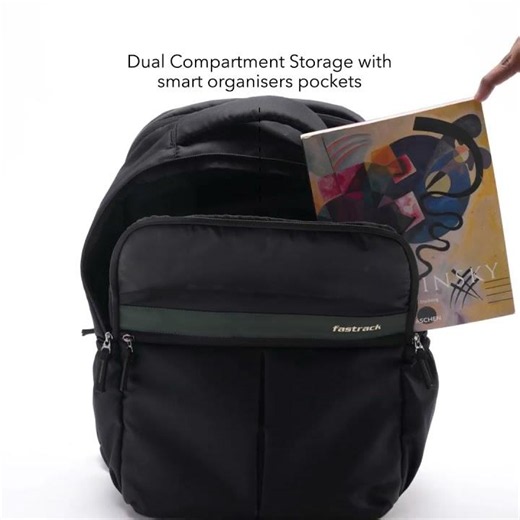 Fastrack Unisex Twinzip Laptop Backpack with 15"LaptopSleeve