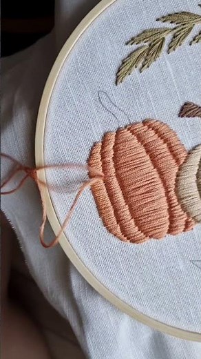 Pumpkin 5 Embroidery Pattern — Cozy Fall Hoop Art for Beginners #embroidery #stitch #tutorial #diy