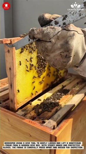 Beehive Frame Lifting: Manual Honeycomb Removal and Hive Maintenance