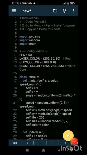 I created a LESER game using mobile in pydroid 3#animation#gamedev#subscribe#shorts#viral
